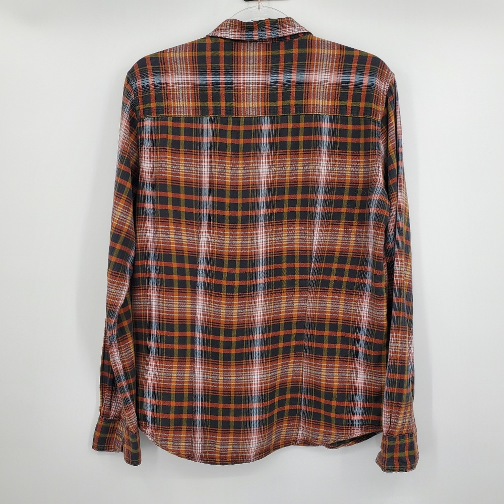 Wrangler Slim Fit Button Front Shirt Flannel Mens Large Plaid Long Sleeve - Picture 6 of 6